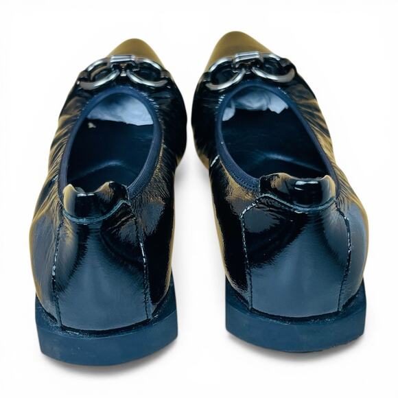 The Flexx Raven Black Patent Leather Pointed Ballet Flats Bit Detail Size 38 - Picture 7 of 8